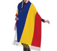 WXZYFP Drapeau de la Roumanie imprimé sur un seul côté en cachemire chaud pompon écharpe (style vertical)