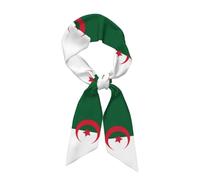 WXZYFP Drapeau de l'Algérie Longue écharpe en soie, le matériau est doux, soyeux et brillant, peut être utilisé comme foulard, écharpe, accessoire de vêtements, noir, taille unique