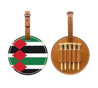 WXZYFP Drapeau de l'État de Palestine marron sur un seul côté imprimé sac de rangement pour tees de golf en cuir PU, design à 5 points avec un clip ceinture de 20 cm.