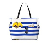 WXZYFP Drapeau de l'Uruguay. Il s'agit d'un sac de voyage de plage de grande capacité fabriqué en 100 % polyester et dispose de 7 poches qui peuvent contenir beaucoup d'articles. Noir, taille unique