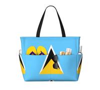 WXZYFP Drapeau de Sainte-Lucie. C'est un sac de voyage de plage de grande capacité fabriqué en 100 % polyester et dispose de 7 poches qui peuvent contenir beaucoup d'articles. Noir, taille unique