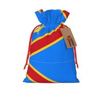 WXZYFP Drapeau du Congo Sac cadeau en lin avec cordon de serrage pour Noël, anniversaire, fête, emballage cadeau, facile à laver