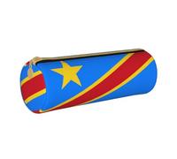 WXZYFP Drapeau du Congo Trousse à crayons en cuir croisée respectueuse de l'environnement, légère et portable, adaptée pour un usage quotidien.