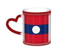 WXZYFP Drapeau du Laos rouge. C'est une tasse qui change de couleur, noir pour le froid et blanc pour chaud, et plus durable après le lavage à la main. Pyjama pour femme à manches courtes, haut de
