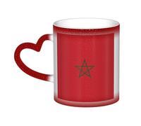 WXZYFP Drapeau du Maroc rouge. C'est une tasse qui change de couleur, noir pour le froid et blanc pour chaud, et plus durable après le lavage à la main. Pyjama pour femme à manches courtes, haut de