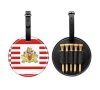 WXZYFP Drapeau du Sénat de Brême noir imprimé sur un seul côté en cuir PU sac de rangement pour tees de golf, design à 5 points avec clip ceinture de 20 cm.
