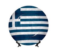WXZYFP Drapeau grec de 15,2 cm imitation porcelaine décorative, peut être posé ou accroché.