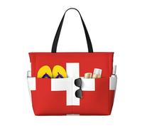 WXZYFP Drapeau suisse. C'est un sac de plage de grande capacité fabriqué en 100 % polyester et dispose de 7 poches qui peuvent contenir beaucoup d'articles.