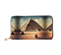 WXZYFP Dreaming of the Pyramids of Khufu Portefeuille long en cuir, impression double face, matériau en cuir microfibre, unisexe, imperméable et durable, noir, taille unique