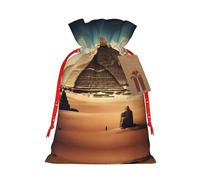 WXZYFP Dreaming of the Pyramids of Khufu Sac cadeau en lin avec cordon de serrage pour Noël, anniversaire, fête, facile à laver