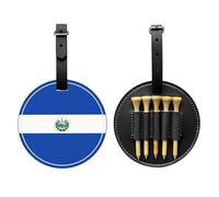 WXZYFP El Salvador Sac de rangement pour tees de golf en cuir PU imprimé sur un seul côté, design à 5 points avec clip ceinture de 20 cm.