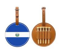 WXZYFP El Salvador Sac de rangement pour tees de golf en cuir synthétique imprimé sur un seul côté, design à 5 points avec clip ceinture de 20 cm.
