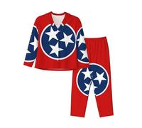 WXZYFP Ensemble de pyjama confortable en tissu polyester-élasthanne, doux et respirant, un incontournable pour les loisirs à la maison. Drapeau de l'État du Tennessee XL noir