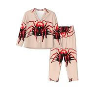 WXZYFP Ensemble de pyjama confortable en tissu polyester-élasthanne, doux et respirant, un incontournable pour les loisirs à la maison. Jolie petite araignée rouge L