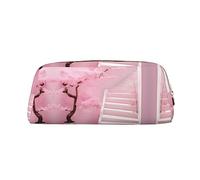 WXZYFP Escalier blanc fleur de cerisier. La trousse est fabriquée en cuir croisé (PVC), doublure 100 % polyester et impression plein écran