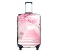 WXZYFP Escalier rose en fleur de cerisier La housse de protection pour la valise avec une impression unique double face vous aide à éviter de prendre la mauvaise valise pendant le voyage., Blanc, L