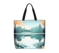 WXZYFP Feuilles tombées sur un lac tranquille. C'est un sac pratique à une épaule, adapté pour le shopping, les voyages et les besoins de la vie quotidienne. Noir, taille unique