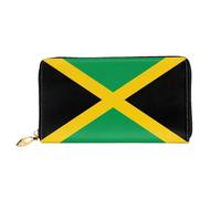 WXZYFP Flag of Jamaica Portefeuille long en cuir, impression double face, matériau en cuir microfibre, unisexe, imperméable et durable, noir, taille unique