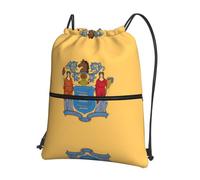 WXZYFP Flag of New Jersey Sac à dos de loisirs en plein air avec cordon de serrage, tissu imperméable, matériau léger, unisexe, noir, taille unique