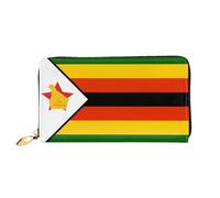 WXZYFP Flag of Zimbabwe Portefeuille long en cuir avec impression double face, matériau en cuir microfibre, unisexe, imperméable et durable, noir, taille unique
