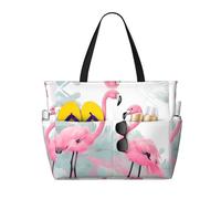 WXZYFP Flamant rose C'est un sac de voyage de plage de grande capacité fabriqué en 100 % polyester et dispose de 7 poches qui peuvent contenir beaucoup d'articles. Noir, taille unique