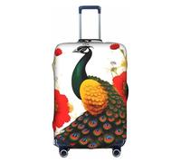 WXZYFP Fleur rouge paon : la housse de protection pour la valise avec une impression unique double face vous aide à éviter de prendre la mauvaise valise pendant le voyage.