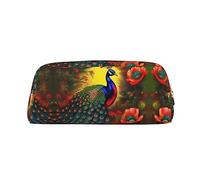 WXZYFP Fleurs de paon. La trousse est fabriquée en cuir croisé (PVC), doublure 100 % polyester et impression plein écran