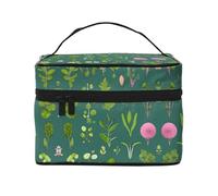 WXZYFP Fleurs et plantes Trousse de maquillage portable multifonction avec design interne et externe, facile à organiser diverses fournitures.