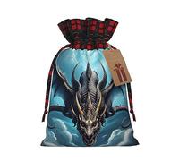 WXZYFP Flying Dragon Colorblock Sac cadeau en lin avec cordon de serrage, 100 % polyester, convient pour l'emballage cadeau de Noël