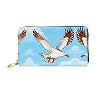 WXZYFP Flying Seagulls Portefeuille long en cuir, impression double face, matériau en cuir microfibre, unisexe, imperméable et durable, noir, taille unique