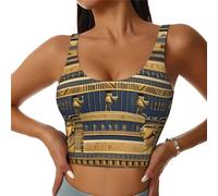 WXZYFP Fresques pharaoniques égyptiennes Gilet de sport confortable en polyester élastique, dos en forme de U, rembourrage de poitrine amovible., Noir/blanc, L