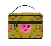 WXZYFP Funny Face Peach Trousse de maquillage de voyage, essentielle pour les amateurs de voyage en plein air, a une structure interne simple, noire, taille unique