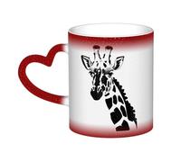 WXZYFP Girafe noire et blanche rouge. C'est une tasse qui change de couleur, noir pour le froid et blanc pour chaud, et plus durable après le lavage à la main. Pyjama à manches courtes pour femme