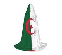 WXZYFP Grande cape à capuche drapeau de l'Algérie pour adolescents, adaptée pour Halloween et les fêtes à thème, facile à laver et à entretenir.