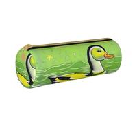 WXZYFP Green Duck Trousse à crayons en cuir croisée respectueuse de l'environnement, légère et portable, adaptée pour un usage quotidien.