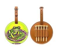 WXZYFP Grenouille dans un étang marron - Sac de rangement pour tees de golf en cuir synthétique imprimé sur un seul côté, design à 5 points avec clip ceinture de 20 cm.