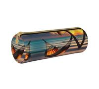 WXZYFP Hamac de plage au coucher du soleil, trousse à crayons en cuir croisée respectueuse de l'environnement, légère et portable, adaptée pour un usage quotidien.