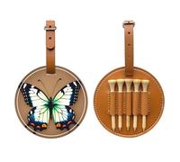 WXZYFP Joli petit papillon marron imprimé sur un seul côté en cuir PU sac de rangement pour tee de golf, design à 5 points avec un clip ceinture de 20 cm.