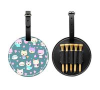 WXZYFP Joli petit renard noir imprimé sur un seul côté en cuir PU sac de rangement pour tee de golf, design à 5 points avec un clip ceinture de 20 cm.