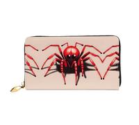 WXZYFP Joli portefeuille long en cuir d'araignée rouge, impression double face, matériau en cuir microfibre, unisexe, imperméable et durable