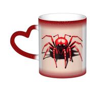 WXZYFP Jolie petite araignée rouge rouge. C'est une tasse qui change de couleur, noire pour le froid et blanche pour chaud, et plus durable après le lavage à la main. Pyjama à manches courtes pour