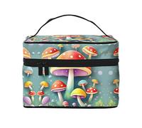 WXZYFP Jolie trousse de maquillage de voyage en forme de champignons colorés, essentielle pour les amateurs de voyage en plein air, a une structure interne simple.