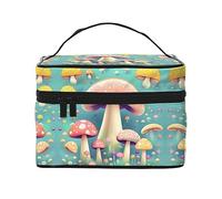 WXZYFP Jolie trousse de maquillage de voyage en forme de petits champignons, indispensable pour les amateurs de voyage en plein air, a une structure interne simple.