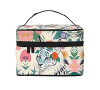 WXZYFP Jolie trousse de maquillage de voyage tigre blanc, indispensable pour les amateurs de voyage en plein air, a une structure interne simple.