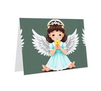 WXZYFP Jolies cartes de vœux en papier nacré avec petit ange blanc nacré, brillant des deux côtés, adaptées pour les vœux de vacances.