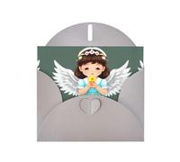 WXZYFP Jolies cartes de vœux en papier nacré gris avec petit ange, brillantes des deux côtés, adaptées pour les vœux de vacances.