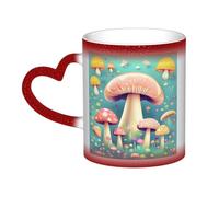 WXZYFP Jolis petits champignons rouges. C'est une tasse qui change de couleur, noir pour le froid et blanc pour chaud, et plus durable après le lavage à la main. Pyjama à manches courtes pour femme