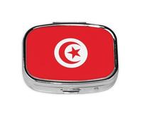 WXZYFP La mini boîte à médicaments carrée est adaptée pour mettre dans les poches ou les portefeuilles. Elle est facile à ouvrir et pratique. Drapeau tunisien