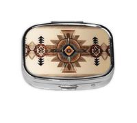 WXZYFP La mini boîte à médicaments carrée est adaptée pour mettre dans les poches ou les portefeuilles. Elle est facile à ouvrir et pratique. Peinture amérindienne