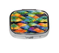 WXZYFP La mini boîte à médicaments carrée est adaptée pour mettre dans les poches ou les portefeuilles. Elle est facile à ouvrir et pratique. Écailles de poisson arc-en-ciel
